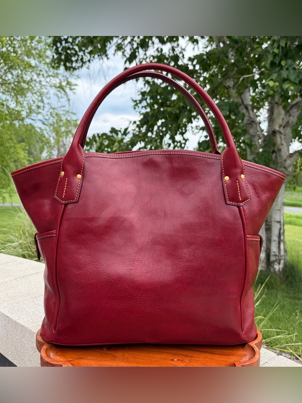 Dooney & Bourke Kristen Red Florentine Leather Tote Like New - Picture 10 of 17